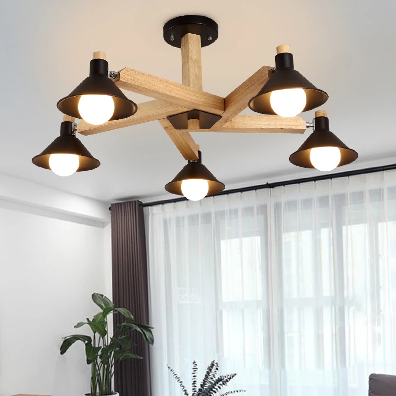 Retro Wooden LED ceiling light Korea style lamp for living room/bedroom/study room modern Lighting Fixture