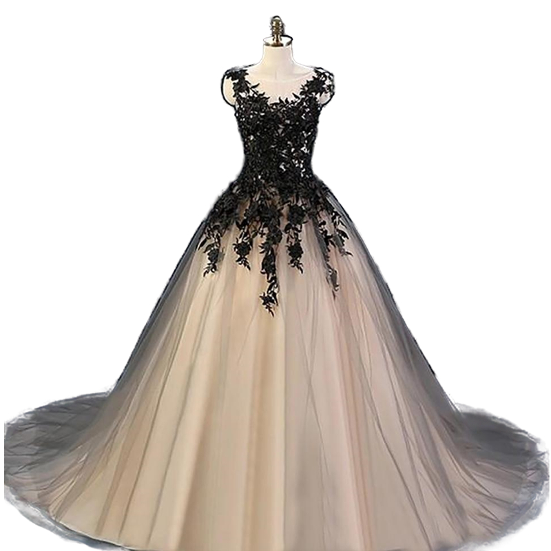 Vintage Gothic Black A Line Wedding Dresses Bridal Gowns Appliques Lace Boho Beach Vestidos De Novia Sleeveless Plus Size Country Bride Dress 2022