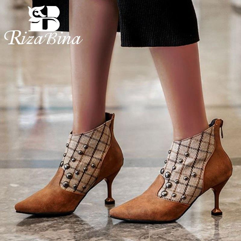 RIZABINA Plus Size 32-48 Winter Warm Ankle Boots Women Pointed Toe Thin High Heels Shoes Rivets Zipper Office Ladies Footwear, Brown
RIZABINA Plus Size 32-48 Winter Warm Ankle Boots Women Pointed Toe Thin High Heels Shoes Rivets Zipper Office Ladies Footwear, Brown