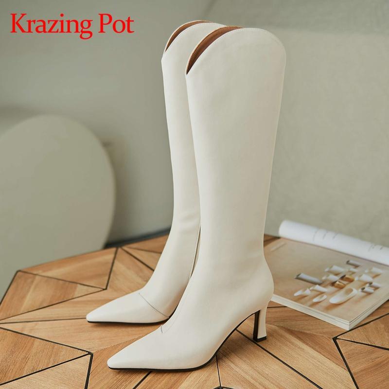 Krazing pot 2021 new arrival split leather pointed toe high heel winter shoes keep warm mature lady elegant knee-high boots L88, Black
Krazing pot 2021 new arrival split leather pointed toe high heel winter shoes keep warm mature lady elegant knee-high boots L88, Black