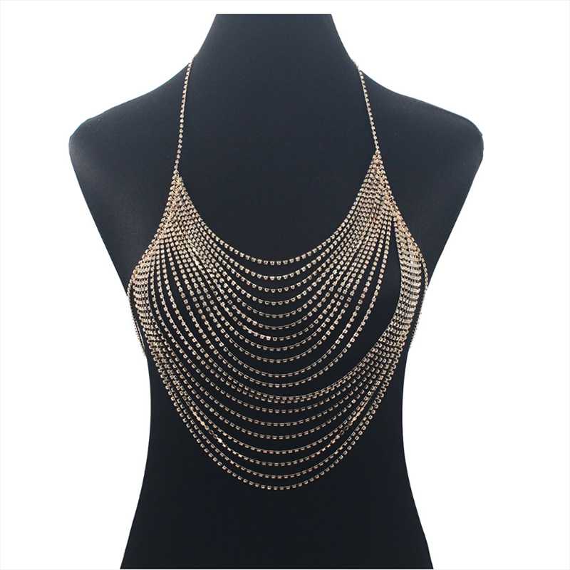 New metal inlaid chest chain necklace women's sexy beach dinner dress accessories body chain necklace
New metal inlaid chest chain necklace women's sexy beach dinner dress accessories body chain necklace