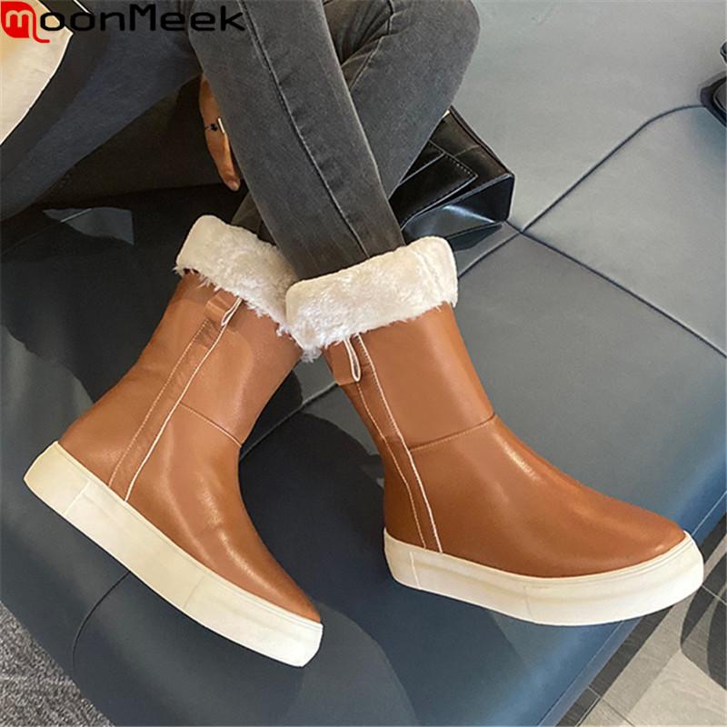 MoonMeek 2021 Genuine leather boots comfortable flat heel round toe winter women boots keep warm mid calf black brown
MoonMeek 2021 Genuine leather boots comfortable flat heel round toe winter women boots keep warm mid calf black brown