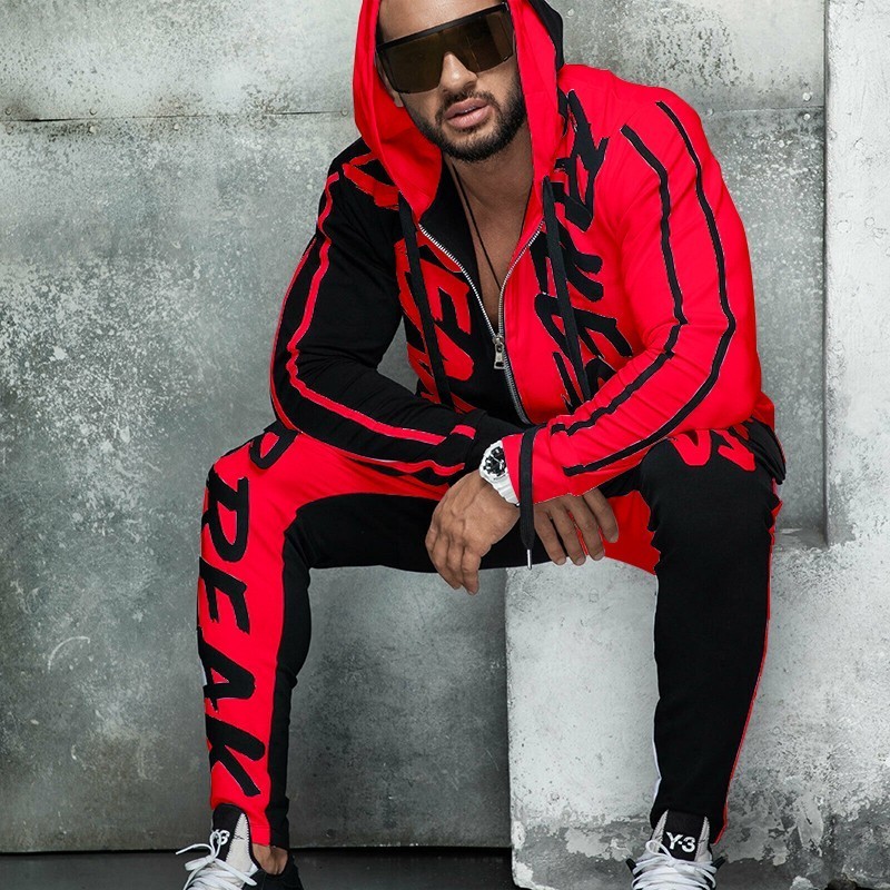 ZOGAA Mens Tracksuit Autumn Casual Men Outfit Letter Print Hooded Tops and Pants 2 Piece Set Streetwear Jogger Suits for Men 201015