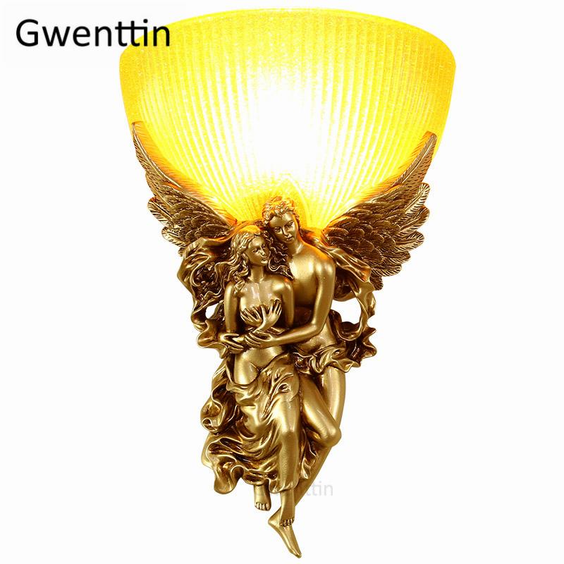 European Gold Couple Angel Wall Lamps Vintage Wall Sconce for Living Room Bedroom Bedside Lamp Stair Light Fixtures Luminaire
European Gold Couple Angel Wall Lamps Vintage Wall Sconce for Living Room Bedroom Bedside Lamp Stair Light Fixtures Luminaire