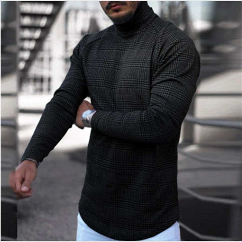Autumn Spring Turtleneck Pullover Cotton Patchwork Long Sleeve No Yq Slim Fit Clothes Knitted Casual Male Sweater Drop 201224