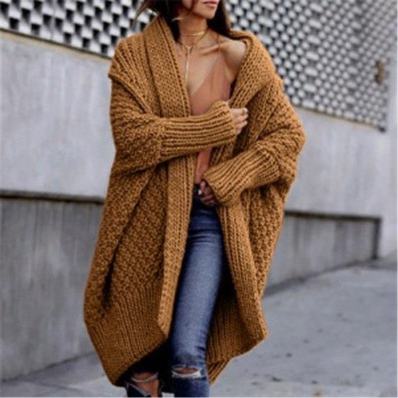 Winter Solid Long Sleeve Knitwear Turndown Collar Women Casual Knitted Sweater Overcoats Cardigans Autumn Coats for Female Coat T200828