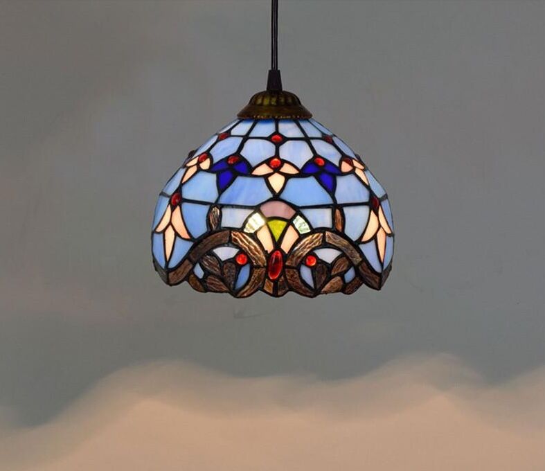 European 8-inch vintage tiffany hanging lamps blue stained glass chandelier bedroom balcony corridor glazed pendant lamp
European 8-inch vintage tiffany hanging lamps blue stained glass chandelier bedroom balcony corridor glazed pendant lamp