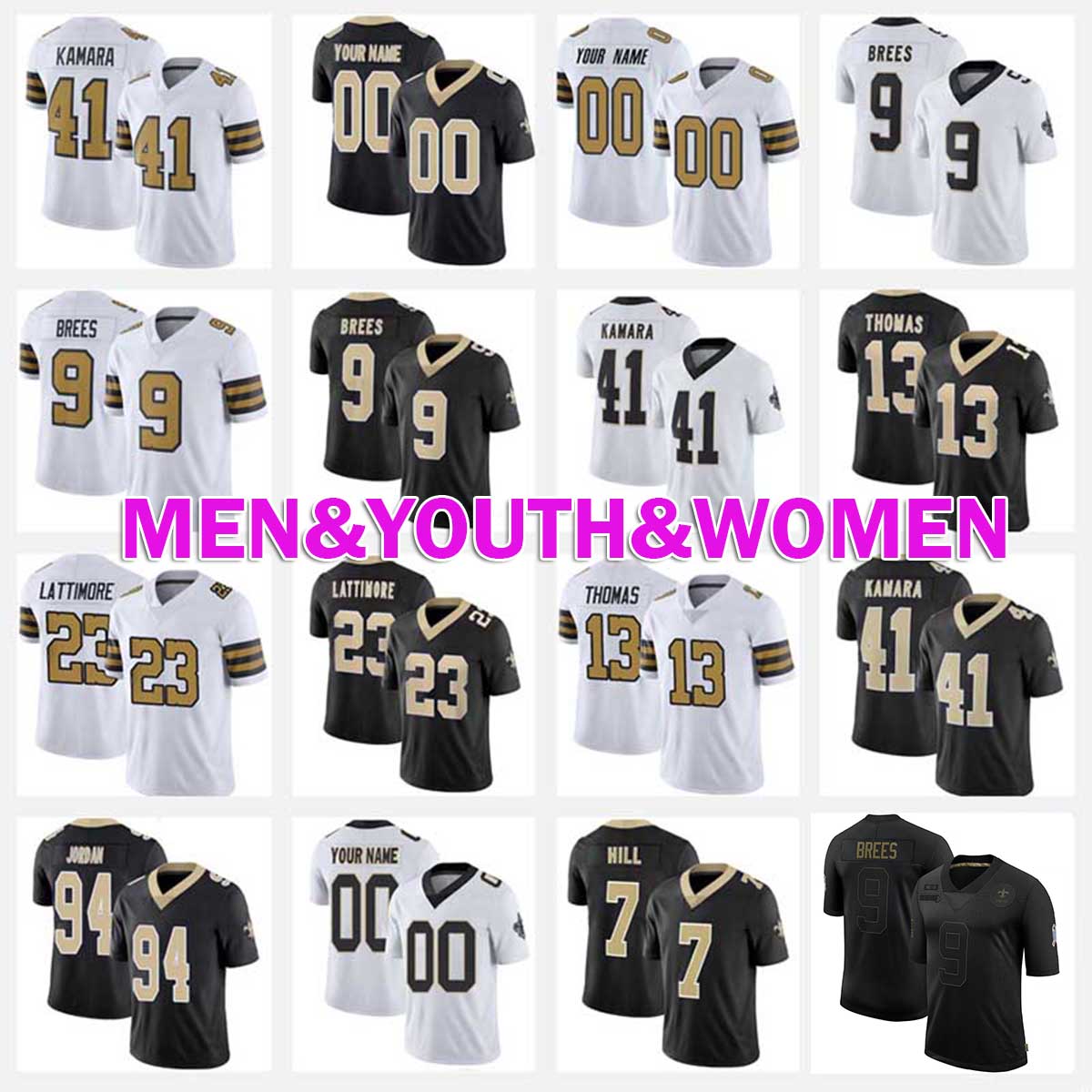 Men Womens New Orleans Youth jersey Saints 41 Alvin Kamara 9 Drew Brees 7 Taysom Hill 17 Emmanuel Sanders Lattimore Custom football, 2019 new men (shentu)
Men Womens New Orleans Youth jersey Saints 41 Alvin Kamara 9 Drew Brees 7 Taysom Hill 17 Emmanuel Sanders Lattimore Custom football, 2019 new men (shentu)