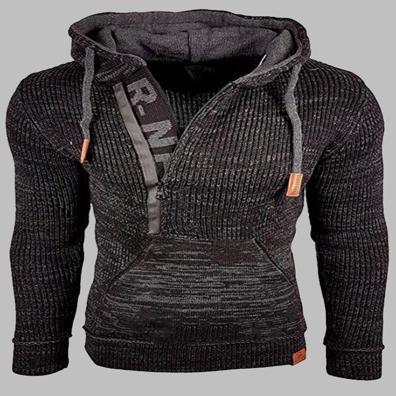 2021 autumn and winter new men's European and American style mixed color sweater hooded pullover sweater long-sleeved sweater coat