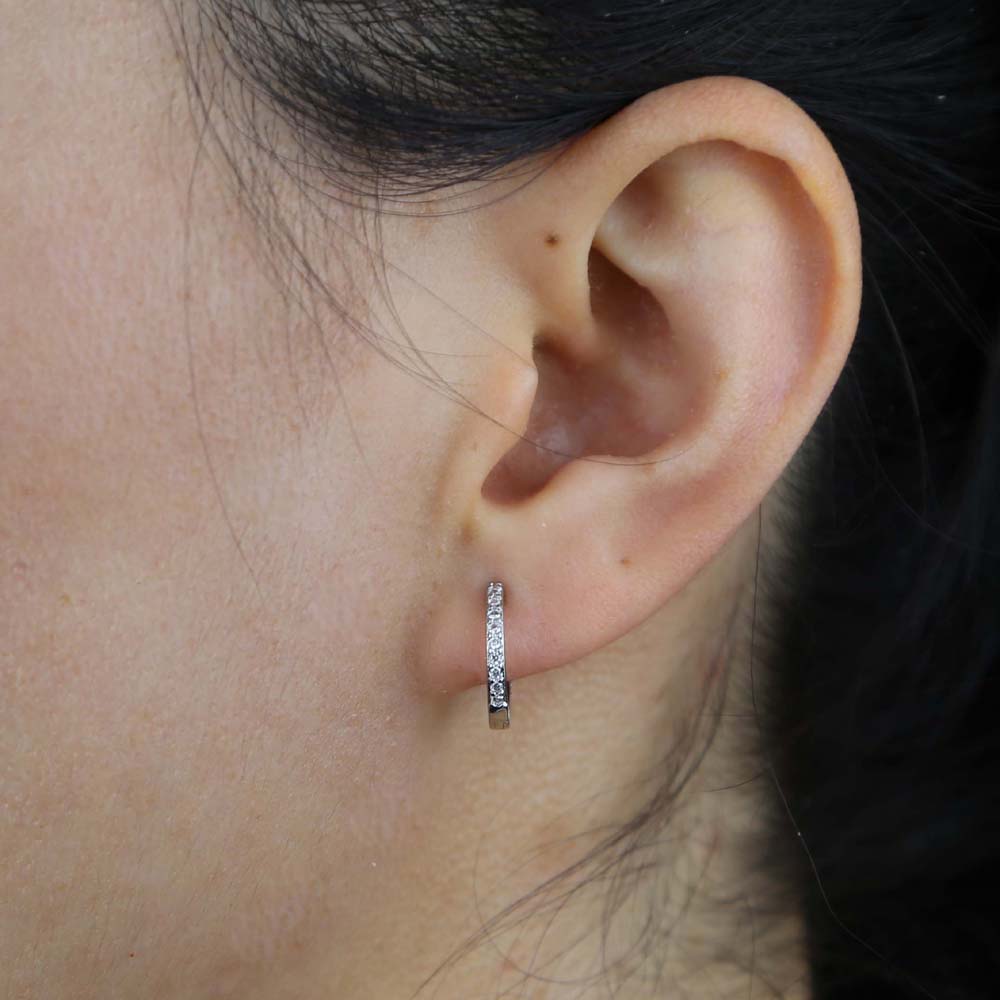 Various Sized Mini Small CZ Huggie Hoop Earring Micro Pave Cubic Zirconia 5mm 6mm 7mm 8mm 9mm 10mm 11mm 12mm 14mm Hoops Jewelry