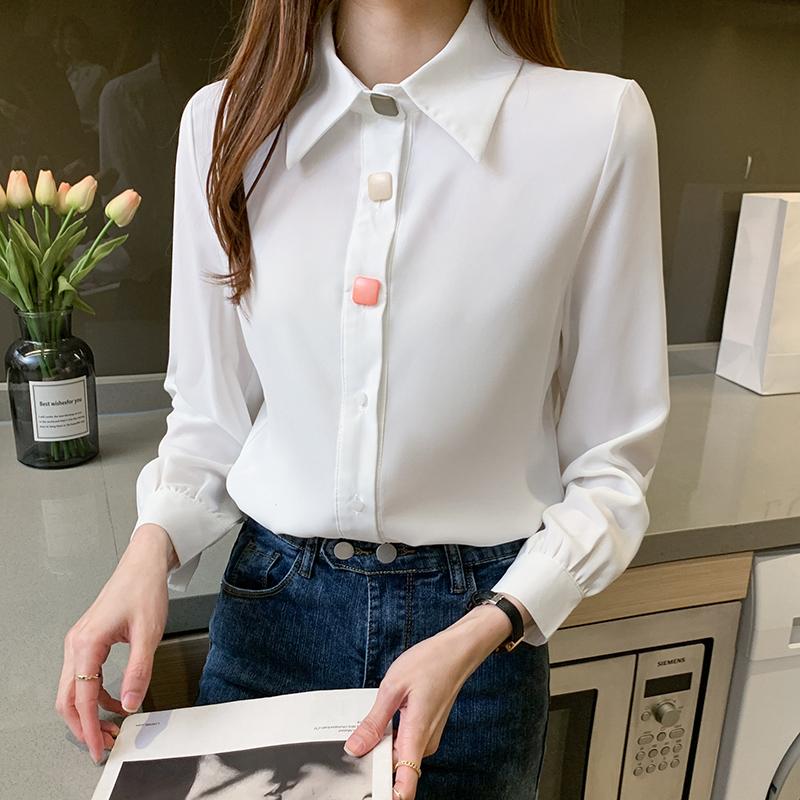 Blouse Women 2021 Fall Loose Fashion Chic Single Breasted Blouses and Shirts for Office Ladies Korean Profession Chiffon Tops, White
Blouse Women 2021 Fall Loose Fashion Chic Single Breasted Blouses and Shirts for Office Ladies Korean Profession Chiffon Tops, White