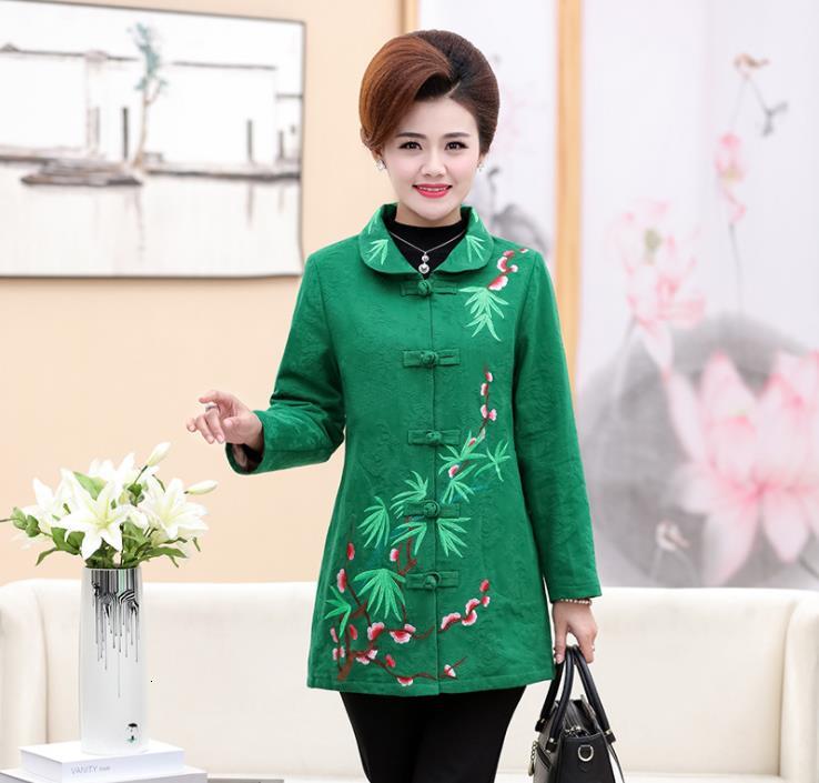 New Spring Autumn Lapel Women's Top Embroidered Coat 77r4, Black