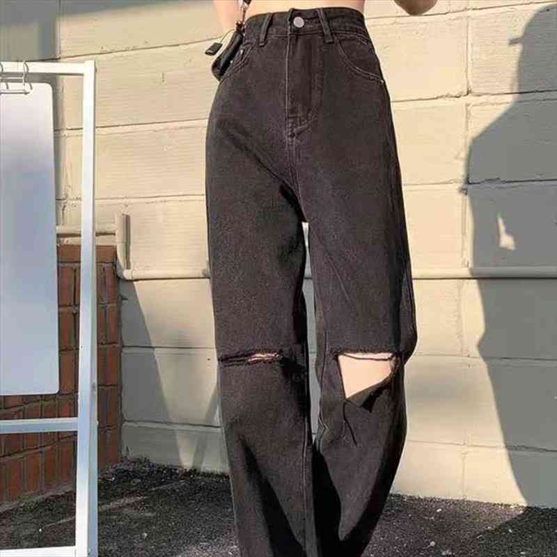 Womens Spring And Autumn Loose Thin Drape Wide-leg Mopping Pants Black High-waist Ripped Straight-leg Classic Jeans, Blue
Womens Spring And Autumn Loose Thin Drape Wide-leg Mopping Pants Black High-waist Ripped Straight-leg Classic Jeans, Blue