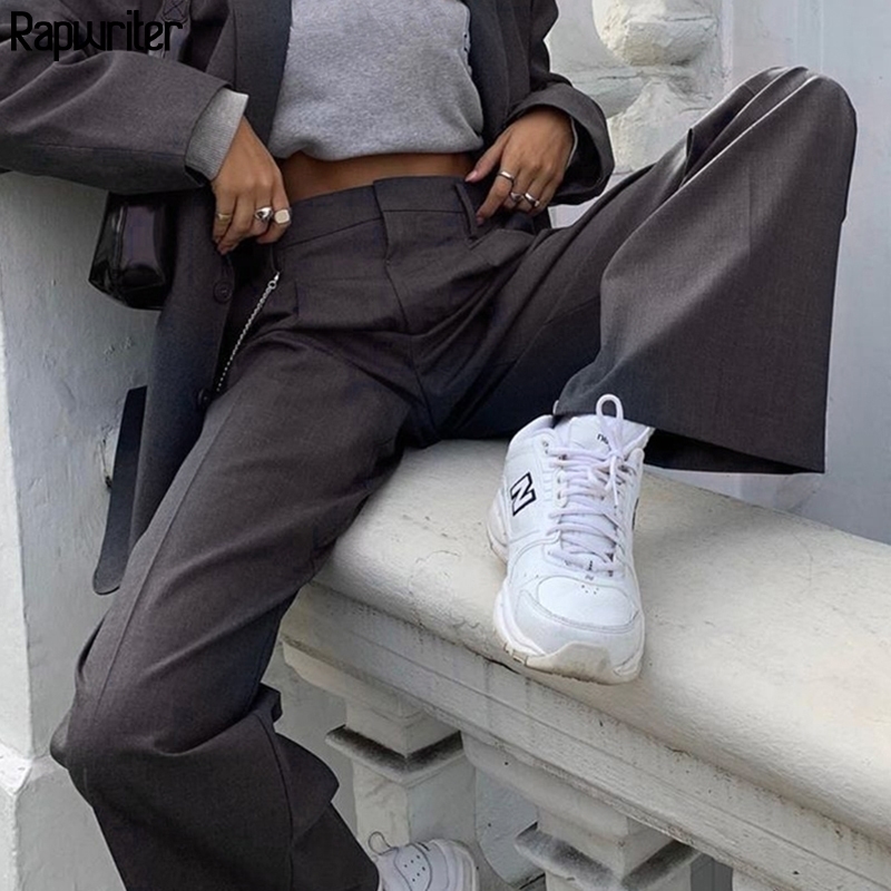 Rapwriter Casual High Waist Straight Pants For Women Suit Pants Streetwear Ladies Loose Trousers Pockets Full Length Bottom 201119, Blue pant
Rapwriter Casual High Waist Straight Pants For Women Suit Pants Streetwear Ladies Loose Trousers Pockets Full Length Bottom 201119, Blue pant