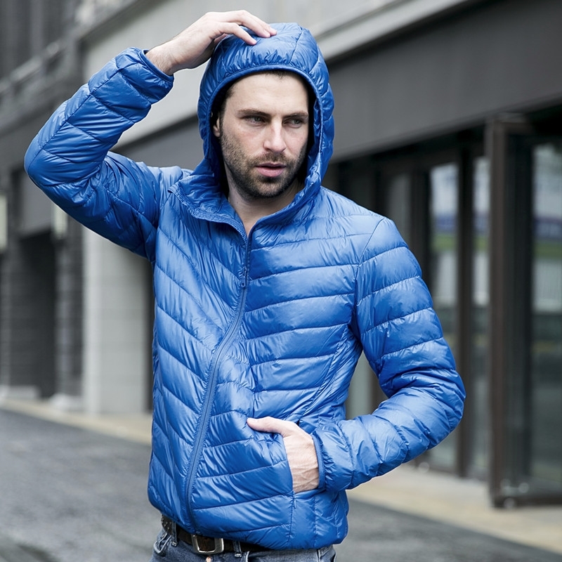 New autumn winter ultra thin duck down men jacket plus size XXXL hooded jacket for men fashion mens Outerwear coat 201223