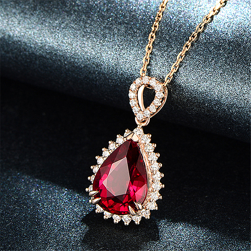 Water Drop Diamond Necklace Sterling Silver Gold Plated Woman Crystal Necklaces Fashion Engagement Wedding Bride Designer Jewelry Mom Birthday Gift Wi