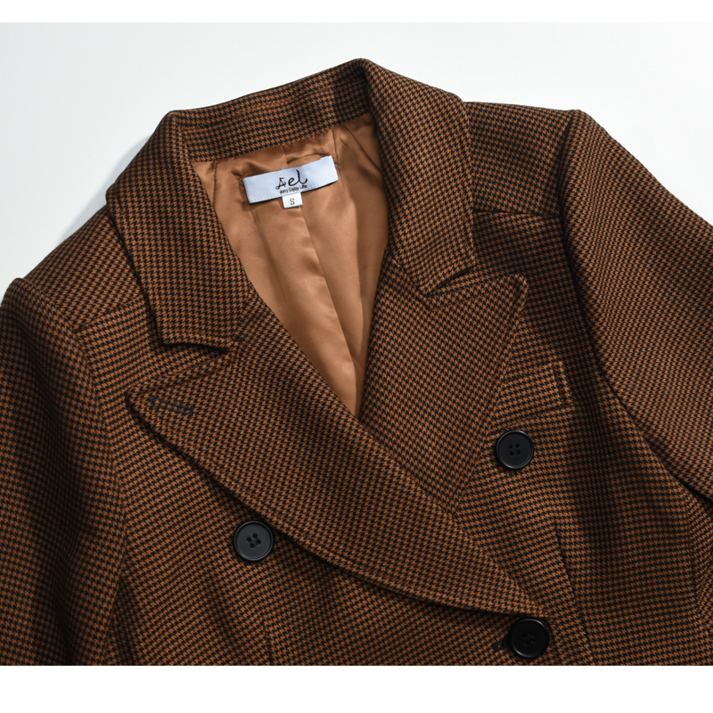 AEL Women Winter Autumn Plaid Woolen Suit Jacket Grace Female Coat Fashion Lattice Slim Waist Office Lady Clothing 201030