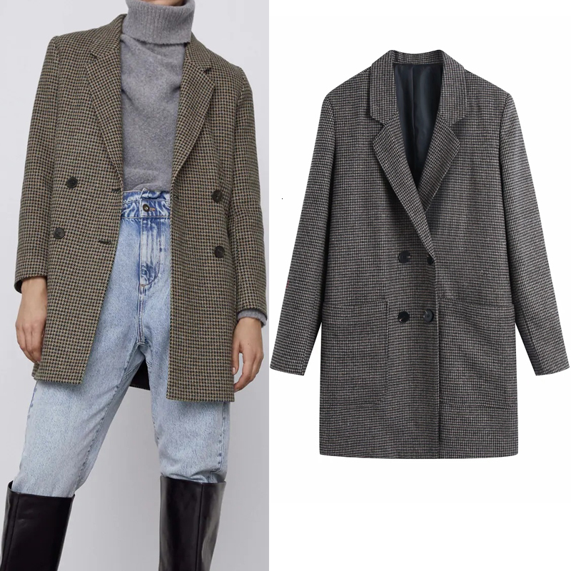 2021 New Woman Grey Houndstooth Jackets Winter Coat Women Vintage Double Breasted Long Sleeve Plaid Overcoat Pk5x, Gray
2021 New Woman Grey Houndstooth Jackets Winter Coat Women Vintage Double Breasted Long Sleeve Plaid Overcoat Pk5x, Gray