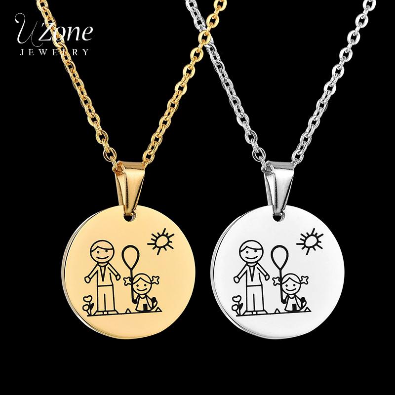 Uzone Family Dad Love Daughter Stainless Steel Necklaces Cartoons Image Round Coin Pendant Necklace For Mom Dad Kids Gifts
Uzone Family Dad Love Daughter Stainless Steel Necklaces Cartoons Image Round Coin Pendant Necklace For Mom Dad Kids Gifts
