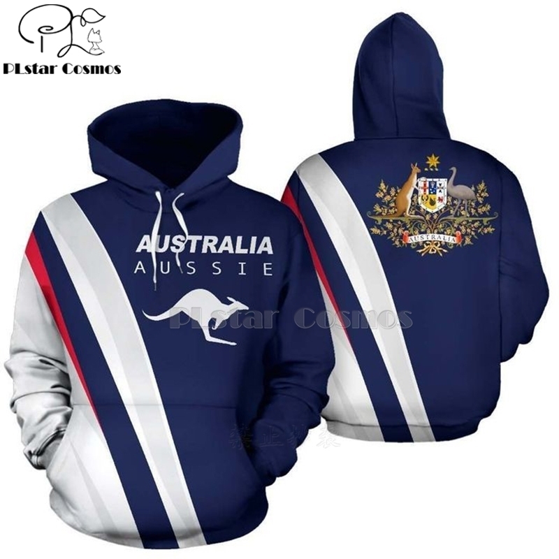 Men Women AUSTRALIA flag print 3D Hoodies Funny country Sweatshirt Fashion Hooded Long Sleeve unisex Koala kangaroo Pullover-4 201020