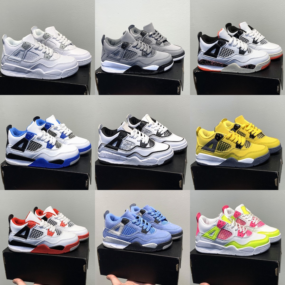Kids Toddler Mid 4 4s Basketball Shoes Infants Preschool Jumpman IV Sports Sneakers Trainers White Oreo Back Cat University Blue Mocha Shimmer Lightning Wild Things, Fill postage
Kids Toddler Mid 4 4s Basketball Shoes Infants Preschool Jumpman IV Sports Sneakers Trainers White Oreo Back Cat University Blue Mocha Shimmer Lightning Wild Things, Fill postage