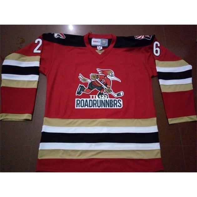 MEN #6 JAMIE MCBAIN TUCSON ROADRUNNERS RED White or custom any name or number shirt high quality embroidery
MEN #6 JAMIE MCBAIN TUCSON ROADRUNNERS RED White or custom any name or number shirt high quality embroidery