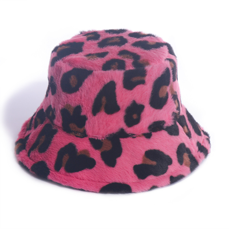 Women's winter rabbit fur bucket hat ladies classic leopard Basin cap Laday Outdoor sports fisherman hats men street Panama