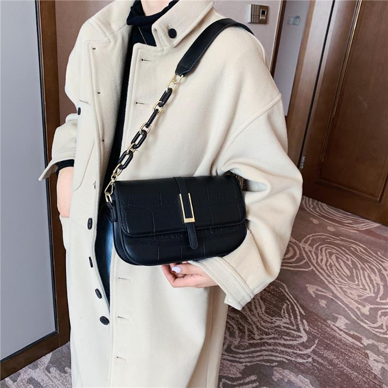 Fashion Women's Shoulder Bags For 2021 New PU Leather Female Crossbody Bag With Chain Crocodile Pattern Daily Shopper Bag, Black
Fashion Women's Shoulder Bags For 2021 New PU Leather Female Crossbody Bag With Chain Crocodile Pattern Daily Shopper Bag, Black