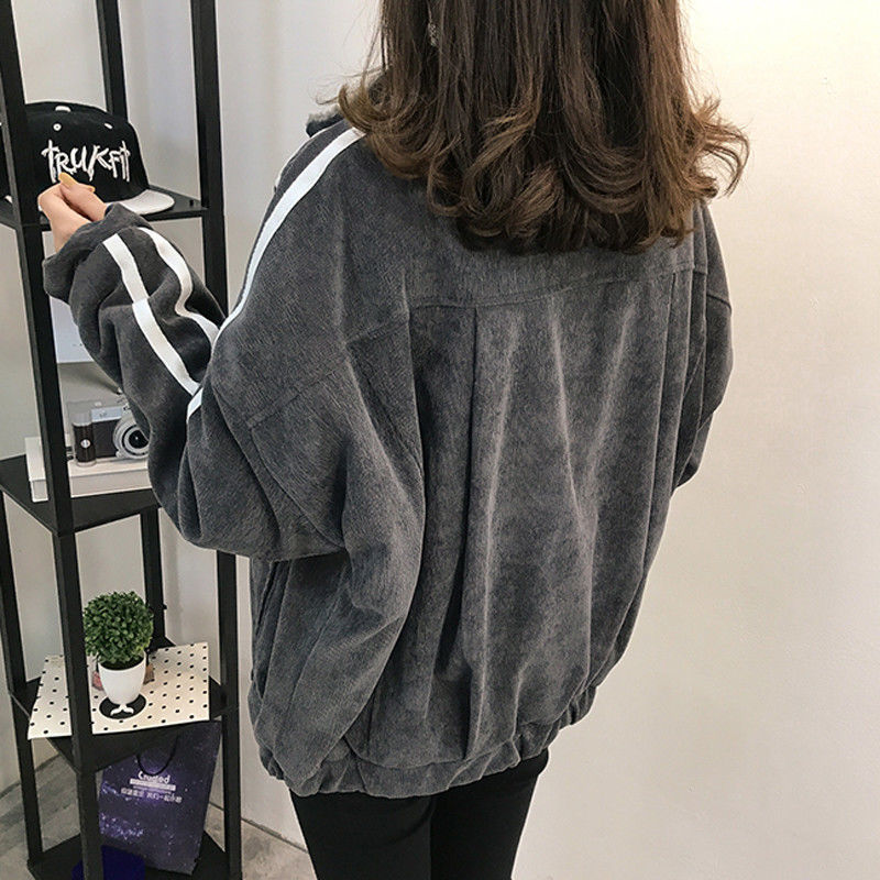 Vangull Women Jacket Winter New Cotton Lamb Velvet Thick Coat 2019 Autumn Casual Female Long Sleeve Side Striped Loose Outerwear T200111