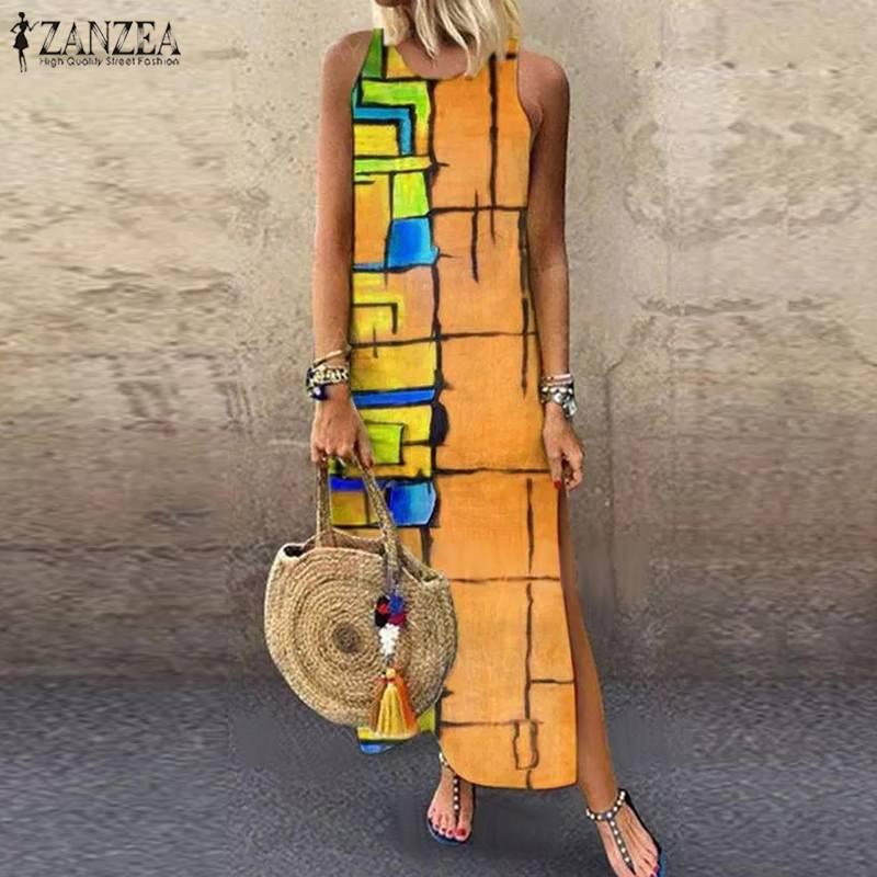 2020 Fashion Printed Maxi Dress ZANZEA Summer Party Sundress Women Casual Sleeveless Beach Tank Vestido Femlae Robe Plus Size, Blue
2020 Fashion Printed Maxi Dress ZANZEA Summer Party Sundress Women Casual Sleeveless Beach Tank Vestido Femlae Robe Plus Size, Blue