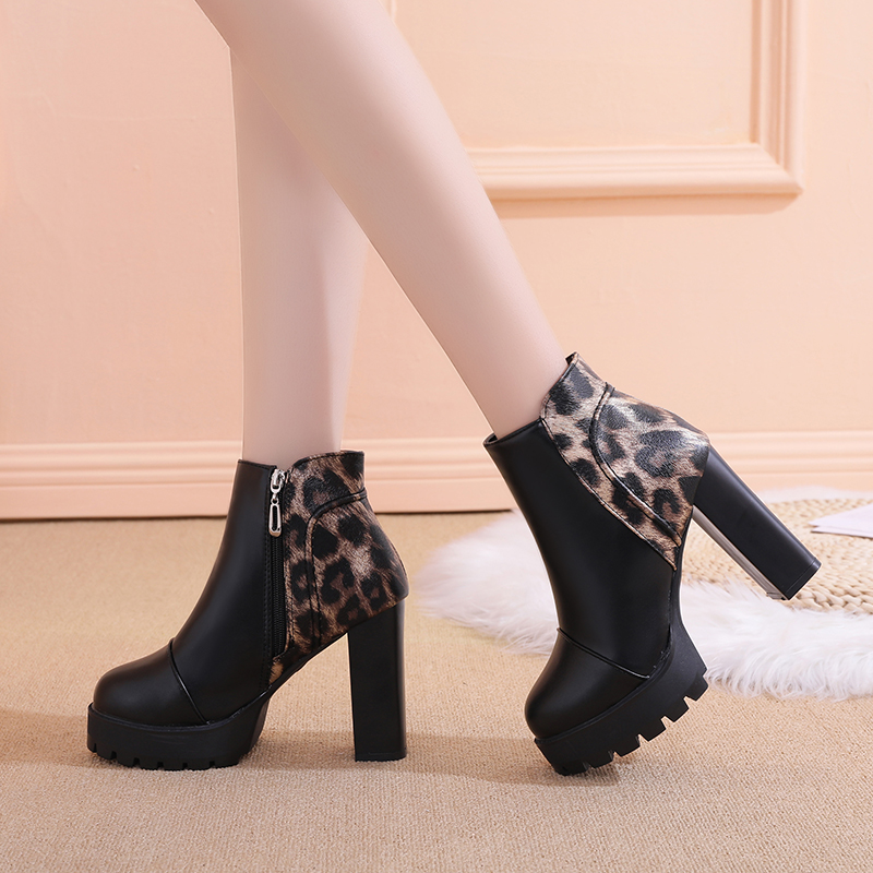 Leopard High Heels Platform Ankle Boots Women Plus Plush Sexy Thick Heel Boots Winter Warm Women Black 2020
Leopard High Heels Platform Ankle Boots Women Plus Plush Sexy Thick Heel Boots Winter Warm Women Black 2020