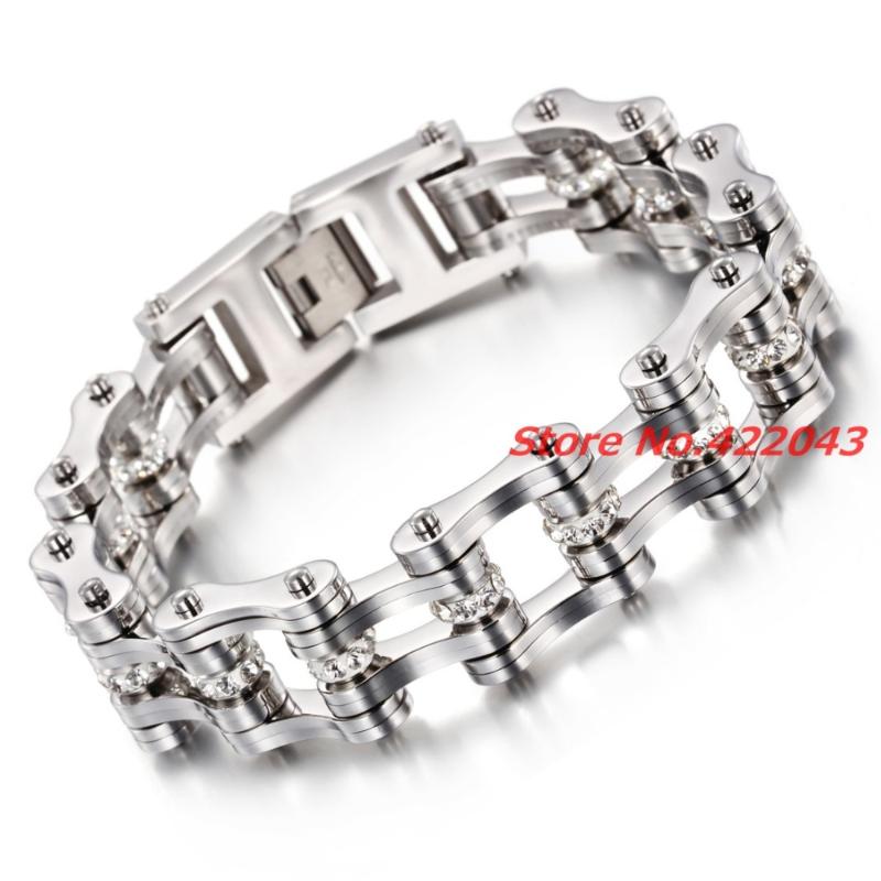 9"*20mm Fashion Stainless Steel Bike Bracelet Men With White CZ Stone Bicycle Motorcycle Chain Link Silver color Bracelet
9"*20mm Fashion Stainless Steel Bike Bracelet Men With White CZ Stone Bicycle Motorcycle Chain Link Silver color Bracelet
