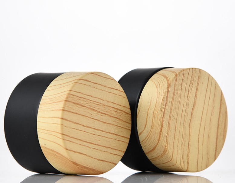 10g 30g 50g black Frosting cream bottle cosmetic glass bottles jars with Wood grain cover travel sub bottling set