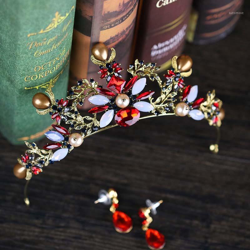 Vintage European Golden Baroque Pearl Tiara and Crown EarringsQueen Princess Hairband Headpiece Hair Ornaments BH1
Vintage European Golden Baroque Pearl Tiara and Crown EarringsQueen Princess Hairband Headpiece Hair Ornaments BH1