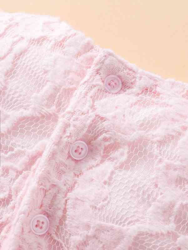 Baby Contrast Lace Stereo Flower Frill Trim Mesh Dress SHE