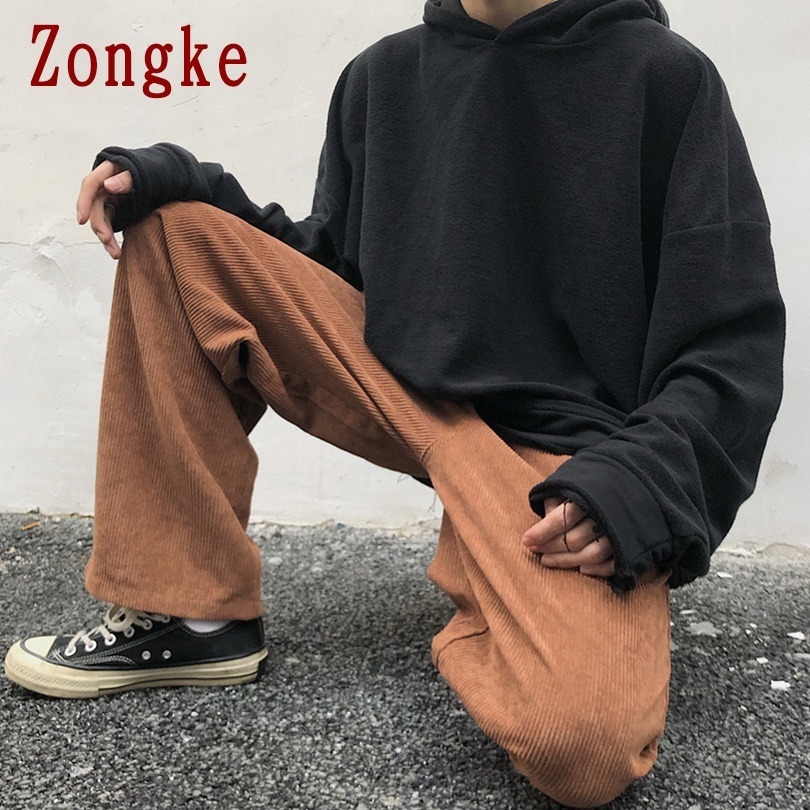 Zongke Autumn Corduroy Casual Baggy Pants Men Clothing Joggers Korean Streetwear Work Trousers Hip Hop Tracksuit M-2XL 201027