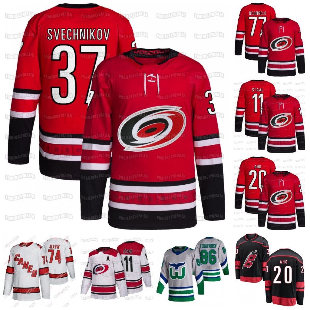 Hurricanes 37 Andrei Svechnikov Carolina 2022 Jersey Tony DeAngelo Sebastian Aho Martin Necas Teuvo Teravainen Frederik Andersen Kotkaniemi, Black;red
Hurricanes 37 Andrei Svechnikov Carolina 2022 Jersey Tony DeAngelo Sebastian Aho Martin Necas Teuvo Teravainen Frederik Andersen Kotkaniemi, Black;red