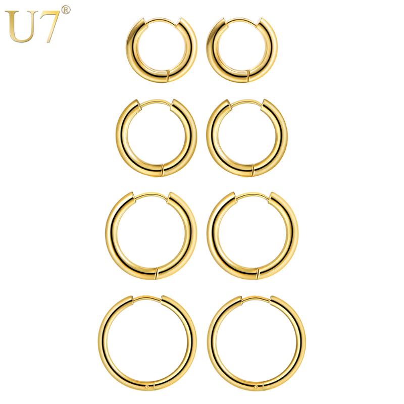 U7 Simple Round Hoop Earrings For Women 4 Pairs/Set 10/14/16/20 mm Stainless Steel Gold/Black Color Minimalist Jewelry E1006
U7 Simple Round Hoop Earrings For Women 4 Pairs/Set 10/14/16/20 mm Stainless Steel Gold/Black Color Minimalist Jewelry E1006