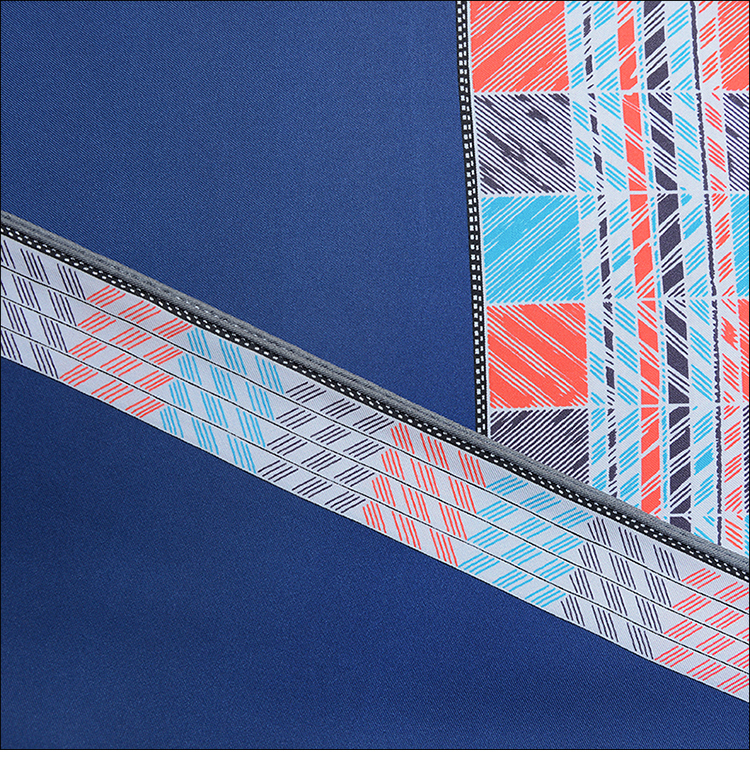 HuaJun 2 Store || "Favori du Faubourg" with navy blue bottom 90 silk square scarf twill print scarf handmade curling Y201007