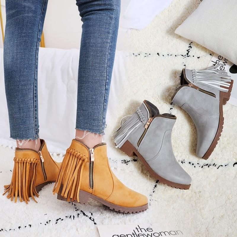Plus Size33-47 Women's Boots Ladies Fashion Retro Solid Fringe Zip Thick Short Boots Casual Shoes PU Leather Female Autumn Shoes, Black
Plus Size33-47 Women's Boots Ladies Fashion Retro Solid Fringe Zip Thick Short Boots Casual Shoes PU Leather Female Autumn Shoes, Black