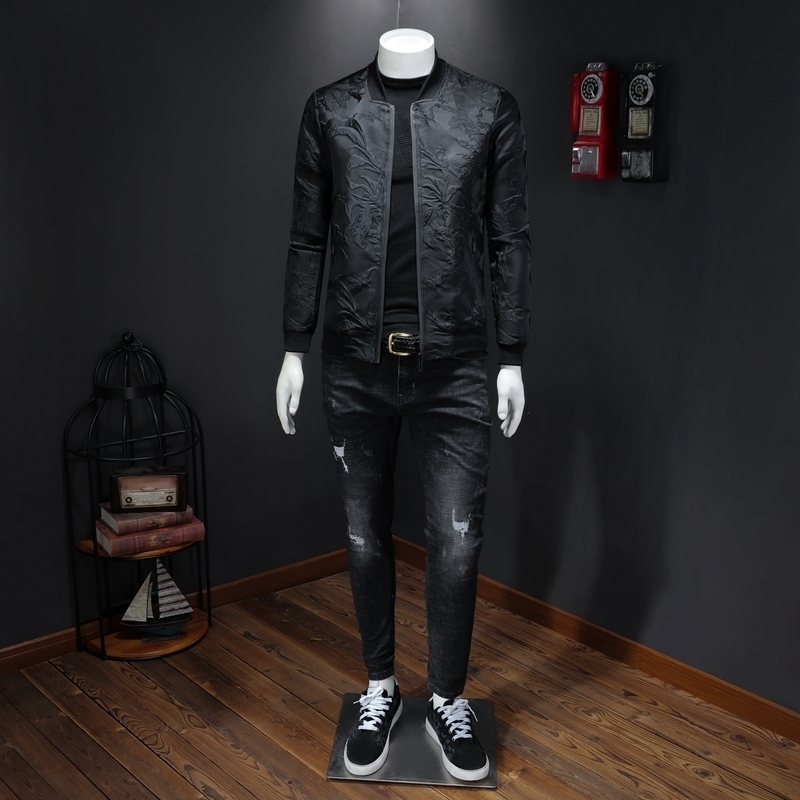 Paisely Floral Jacket Men Vintage Business Bomber Jacquard Jacket Men Fall Windbreaker Clothes Vintage Jacket Coat 4XL 201119