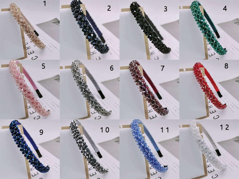Fashion Hair Sticks Shiny Rhinestone Crystal Hair Band for Women Girl Head Hoop Fashion Hair Accessories Headwear 12 Colors