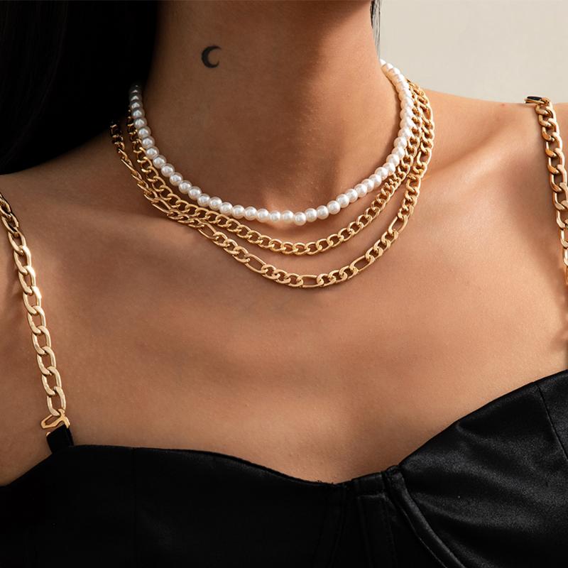 Chokers Lacteo 3 Pcs/Set Vintage Imitation Pearls Clavicle Choker Necklace For Women Exaggerated Double Layer Aluminum Chain
Chokers Lacteo 3 Pcs/Set Vintage Imitation Pearls Clavicle Choker Necklace For Women Exaggerated Double Layer Aluminum Chain