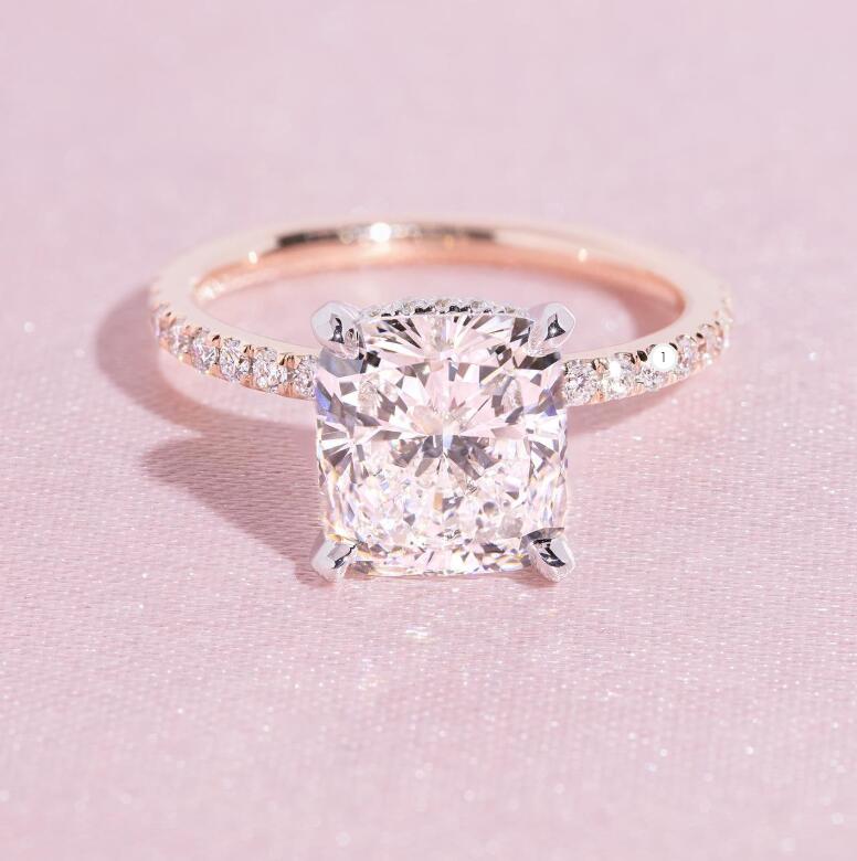 Ins Top Sell Luxury Jewelry Real 925 Sterling Silver Cushion Shape White Topaz CZ Diamond Gemstones Eternity Women Wedding Bridal Ring Gift