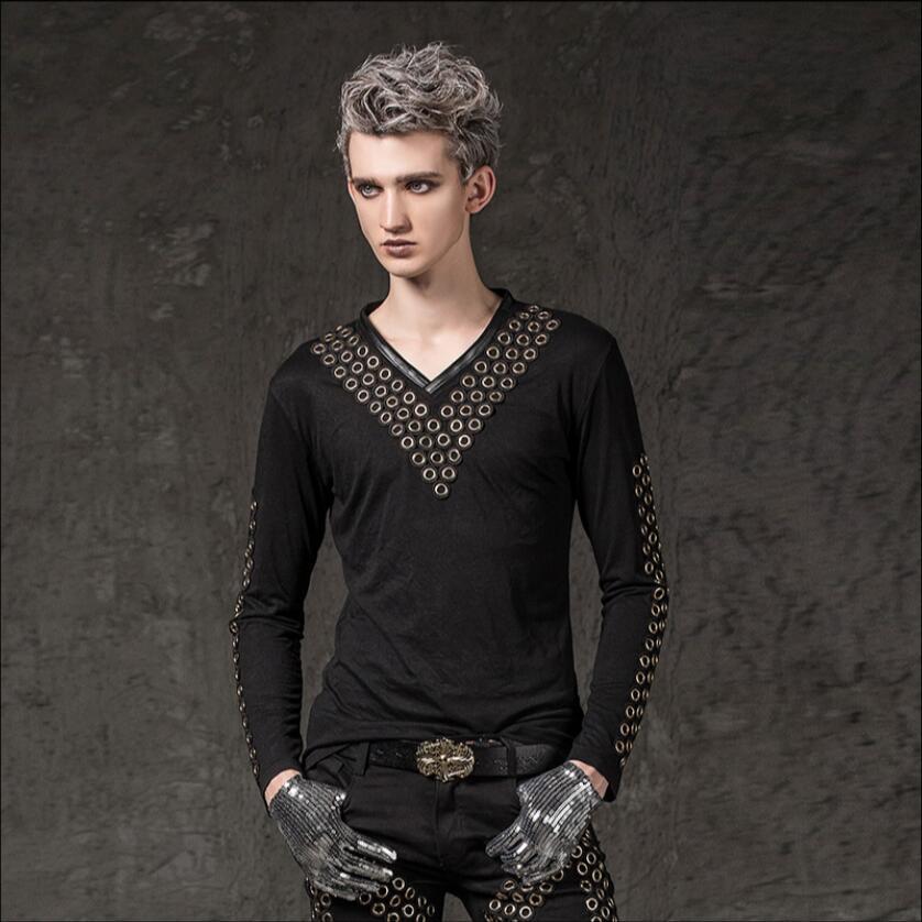 2020 T-shirt Fine Men's Hairstylist Singer Stage Attire Male Punk Shirt with Long-sleeve Cleavage Ybgt, Black
2020 T-shirt Fine Men's Hairstylist Singer Stage Attire Male Punk Shirt with Long-sleeve Cleavage Ybgt, Black