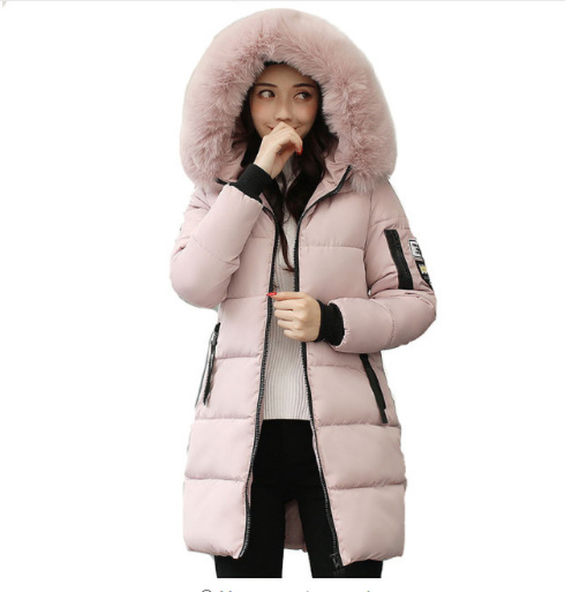 Winter Jacket Women Korean Parka Long Coat Down Cotton Padded Parkas Mujer 2020 Ladies Winter Jackets Large Fur Collar KJ2458 T200811