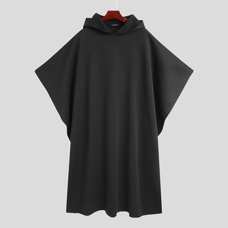 Stylish Men Cloak Coats Hooded Cape Solid Loose 2020 Streetwear Punk Style Windproof Men Long Trench Chic Winter Poncho INCERUN