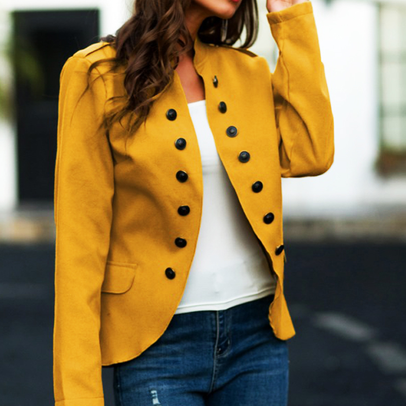 Autumn button Woolen jacket coats women Stand collar buckle double-sided woolen irregular jacket suit female jackets coat 201030