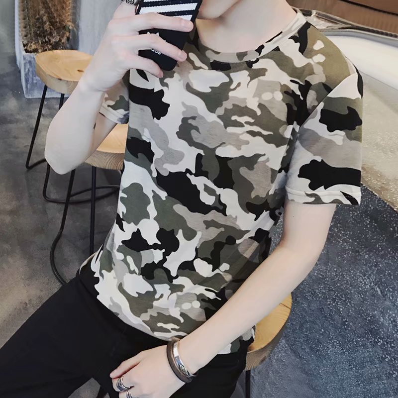 2020 new camouflage short sleeve T-shirt young men' Hong Kong style retro casual T-shirt, White
2020 new camouflage short sleeve T-shirt young men' Hong Kong style retro casual T-shirt, White