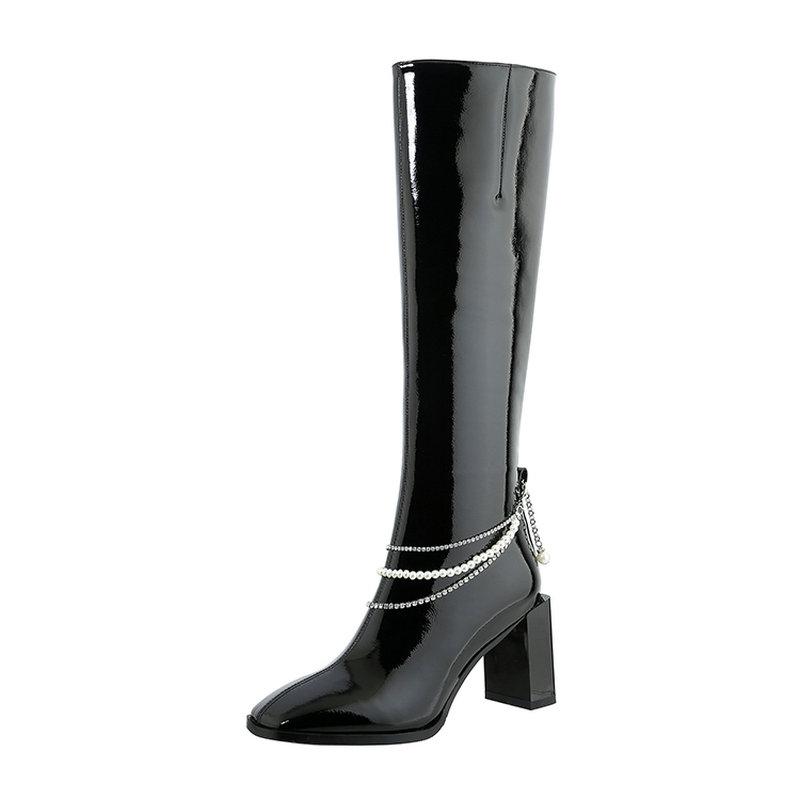 Fashion Women high heels Boots 2020 Autumn Winter Genuine Leather chain Shoes Woman Newest Night Club Knee High Boots, Black
Fashion Women high heels Boots 2020 Autumn Winter Genuine Leather chain Shoes Woman Newest Night Club Knee High Boots, Black